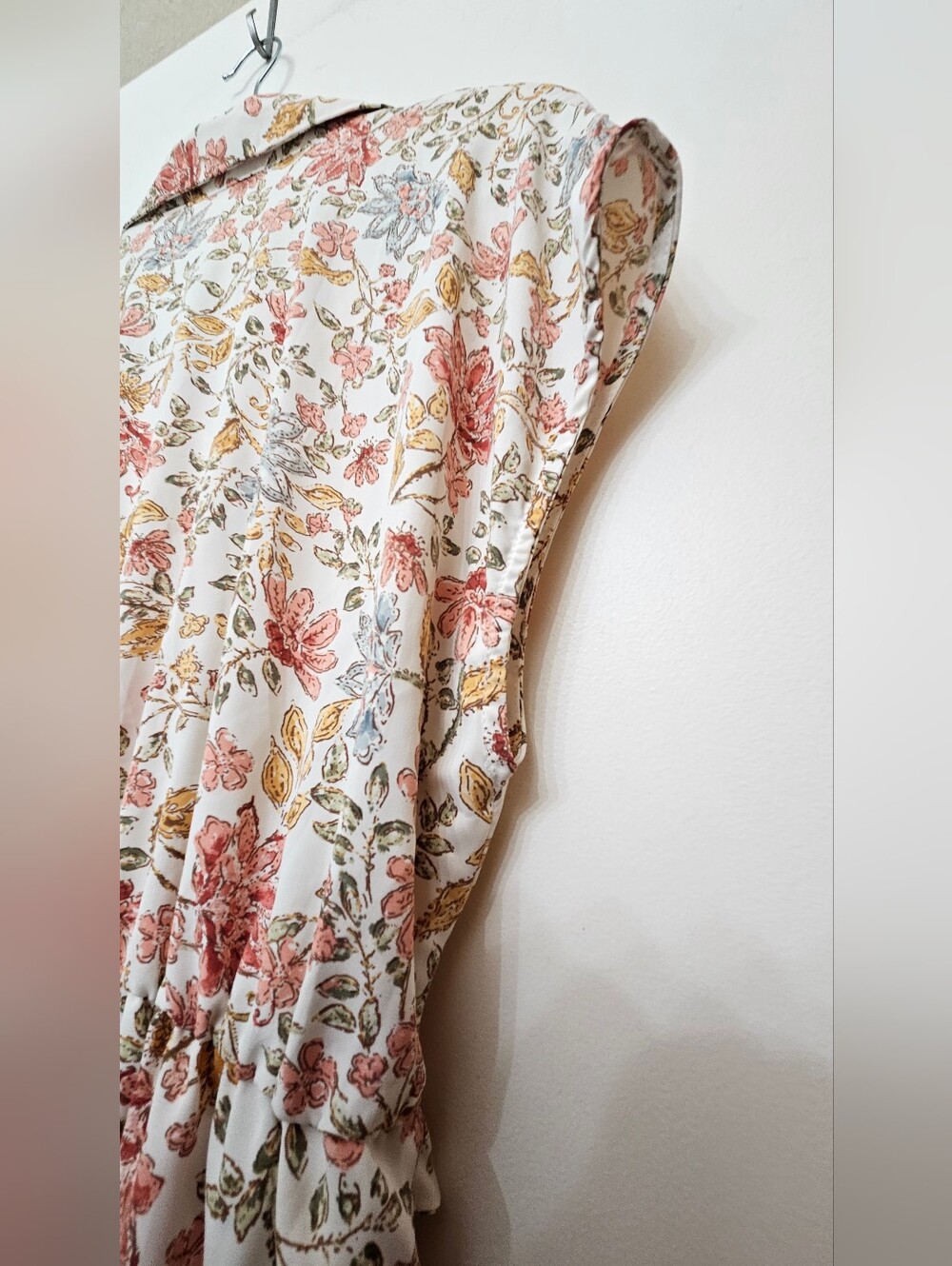 Lucky Brand Floral Tie-Waist Shirt Dress in Cream and Pink - Picture 6 of 12